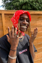 Load image into Gallery viewer, Red & White Gothic Bandana